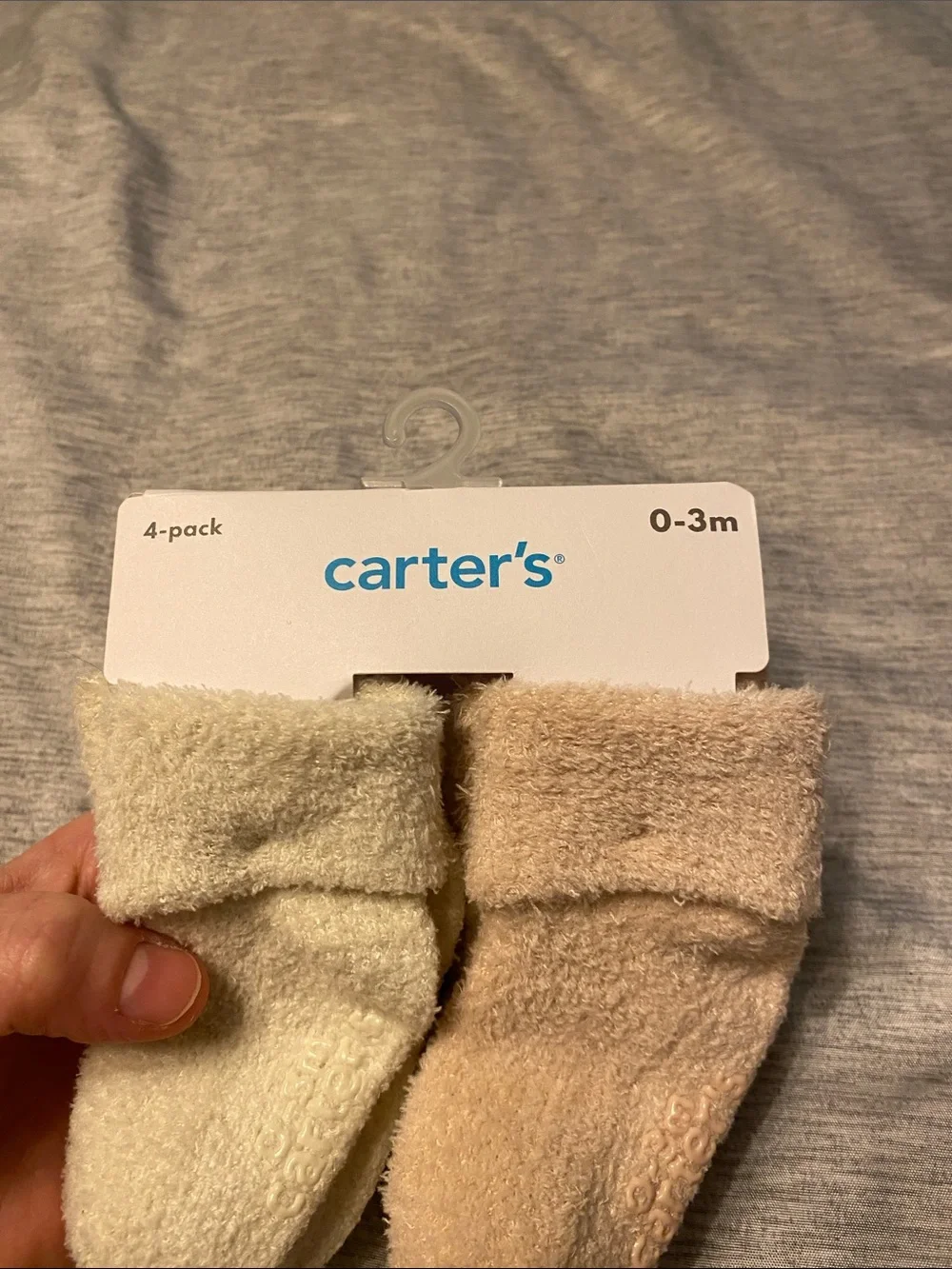 Carter's Cozy Chenille Off-White & Beige Baby Socks Sz 0-3 months NWT